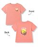 GAP Cotton Elastane Knit Relaxed Fit Round Neck T-Shirt with Half Sleeves and Lemon Print - Coral