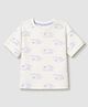 GAP Cotton Elastane Relaxed Fit Round Neck T-Shirt with Half Sleeves and Beach Theme Print - White