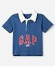 GAP Cotton Knit Polo T-Shirt with Half Sleeves and Graphic & Gap Print in Blue