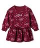 GAP Cotton Mix Knit Frock with Full Sleeves and Floral Print in Red