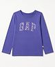 GAP Cotton Knit Regular Fit Crew Neck T-Shirt with Full Sleeves and Logo Print - Blue