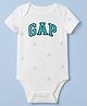 GAP Cotton Knit Regular Fit Round Neck Half Sleeves Bodysuit With Text Print - White