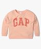 GAP Cotton Woven Relaxed Fit Round Neck Sweatshirt with Full Sleeves and Logo Print - Peach