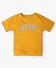 GAP Cotton Woven Half Sleeves  Relaxed Sweatshirt With Gap Athletic Text Print - Golden