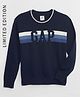 GAP Knit Striped Chest Printed Relaxed Fit Round Neck Full Sleeves Pure Cotton Sweater - Navy Blue