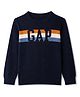 GAP Knit Cotton Knit Striped Chest Printed Relaxed Fit Round Neck Full Sleeves Pure Cotton Sweater - Navy Blue