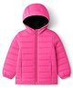 GAP Knit Solid Relaxed Fit Padded Hooded Winter Jacket with Full Sleeves - Pink