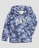 GAP Cotton Woven Full Sleeves Floral Printed Hooded Sweatshirt - Navy Blue