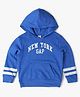 GAP Cotton Woven Relaxed Fit Hooded Neck Sweatshirt with Full Sleeves and New York Text Print - Blue