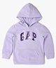 GAP Cotton Woven Relaxed Fit Hooded Sweatshirt with Full Sleeves and Logo Print - Purple