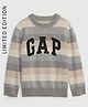 GAP Pure Cotton Knit Full Sleeves Striped Pullover with Gap Design - Grey
