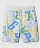 GAP Knit Abstract Text Printed Slim Fit Mid Rise Pure Cotton Shorts - White