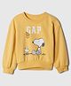 GAP Cotton Mix Woven Full Sleeves SweatShirt Graphic Printed Relaxed Fit Round Neck Sweatshirt - Yellow
