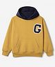 GAP Cotton Blend Woven Hooded Sweatshirt with Full Sleeves & Lettering Patch - Dark Yellow