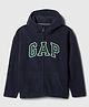 GAP Cotton Woven Relaxed Fit Sweatshirt with Full Sleeves and Logo Print - Navy Blue