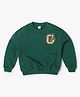 GAP Cotton Mix Woven Relaxed Sweatshirt with Full Sleeves and Varsity Patch - Green