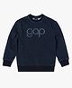 GAP Cotton Woven Relaxed Fit Crew Neck Sweatshirt with Full Sleeves and Logo Print - Blue