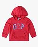 GAP Cotton Knit Relaxed Fit Hooded Sweatshirt with Full Sleeves and Bear Print in Pink for 4-5 Years