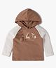 Gap Cotton Woven Color Blocked Regular Fit Hooded Neck Sweatshirt With Full Sleeves and Logo Print - Brown