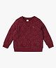GAP Cotton Mix Woven Full Sleeves Relaxed Fit Sweatshirt with Bear Print - Maroon