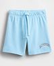 GAP Cotton Mix Knit Regular Fit Mid Rise Shorts With Text Print - Light Blue