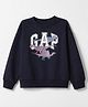 GAP Cotton Mixes Woven Relaxed Fit Crew Neck Sweatshirt with Full Sleeves and Dinosaur Print - Navy Blue