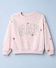 GAP Cotton Mix Woven Full Sleeves Loose Fit Crew Neck Sweatshirt With Floral & Text Print - Pink