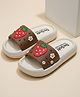 HAPPY FEET Strawberry & Floral Designed Sliders - Brown