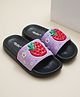 HAPPY FEET Strawberry & Floral Designed Sliders - Purple
