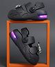 HAPPY FEET Rotating Panda Applique Detailed Perforated Slingback LED Clogs - Black