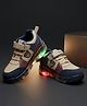 HAPPY FEET Colour Blocked Badge Detailed Velcro Closure LED Shoes - Beige
