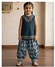 Kinder Kids Cotton Woven Sleeveless Lace Embellished Kurti & Pant Set - Blue