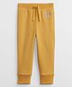 GAP Cotton Mix Knit Slim Fit Mid Rise Pant with Logo Text in Yellow