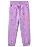 GAP Cotton Mix Knit Full Length Relaxed Fit Mid Rise Track Pant with Full Length and Floral Print - Purple