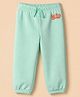 GAP Cotton Mix Knit Full Length Track Pant with Drawstring and Gap Embroidery in Green