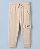 Gap Cotton Mix Knit Full Length Track Pants with Gap Text & Pocket in Beige