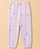 GAP Cotton Mix Knit Full Length Jogger Fit Lounge Loose Fit Mid Rise Pant With Flowers and Strawberries Print in Purple