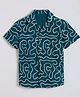 The Kids Club Cotton Woven Half Sleeves Abstract Printed Shirt - Navy Blue