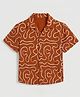 The Kids Club Cotton Woven Half Sleeves Abstract Printed Shirt - Orange