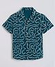 The Kids Club Cotton Woven Half Sleeves Abstract Designed Shirt - Navy Blue