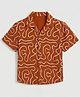 The Kids Club Cotton Woven Half Sleeves Abstract Designed Shirt - Orange