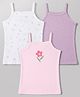 Babyhug 100% Cotton Single Jersey Knit Sleeveless Slips With Floral & Polka dots Print Pack Of 3 - Pink,White & Purple
