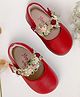 KazarMax Velcro Closure Floral Embellished Flat Ballerina - Red
