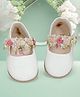 KazarMax Velcro Closure Floral Embellished Flat Ballerina - White