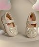 KazarMax Velcro Closure Beads  Embellished & Butterfly Applique Mary Jane Ballerina - Beige