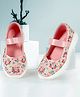 KazarMax Mesh Slip Ons Floral Designed Ballet Flat Ballerinas - Peach