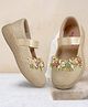 KazarMax Slip Ons Ballet Flat Ballerina With Floral Embellishment - Beige