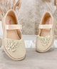 KazarMax Slip Ons Butterfly Applique Ballet Flat Ballerinas - Beige