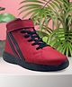 KazarMax Stripes Ankle Length Velcro Closure Sneakers - Red