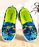 Kazarmax Dinosaur & Roar Text Printed Slip On Shoes - Blue